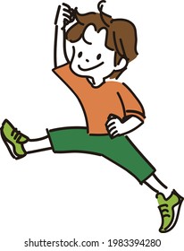 Illustration of a boy jumping vigorously