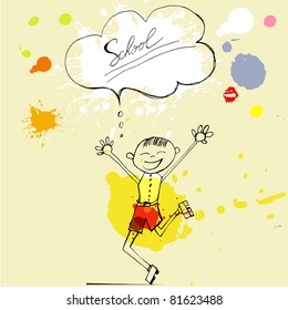 Illustration of a boy laughing