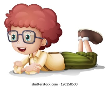 illustration of a boy liedown on a white background