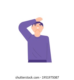 illustration of a boy looking up. looked up. flat style. people vector illustration design