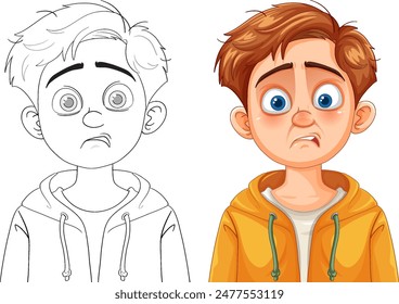 Illustration of a boy looking worried