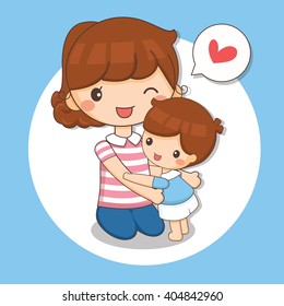 illustration of boy love his mom