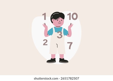 Ilustração de Menino com Números Matemáticos
