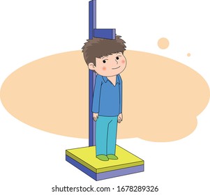 Illustration Of A Boy Measuring Height.