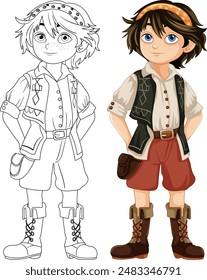 Illustration of a boy in medieval attire