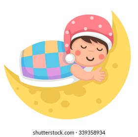 Illustration of a boy and the moon in the night