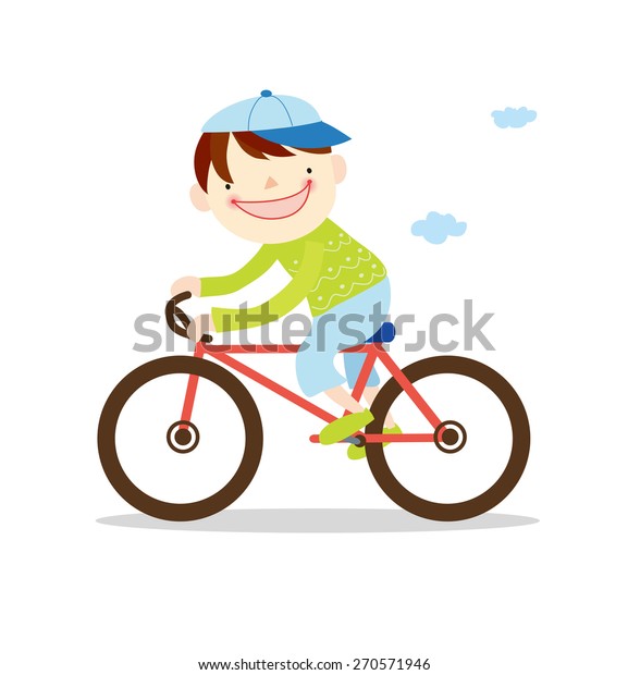 Illustration Boy On Bicycle Vector Stock Vector (Royalty Free) 270571946
