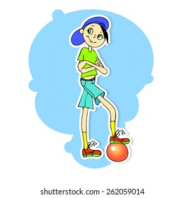 illustration of a boy on a blue background