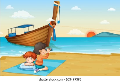 Illustration of boy on holiday in Thailand