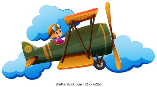 Illustration of a boy on a plane on a white background 