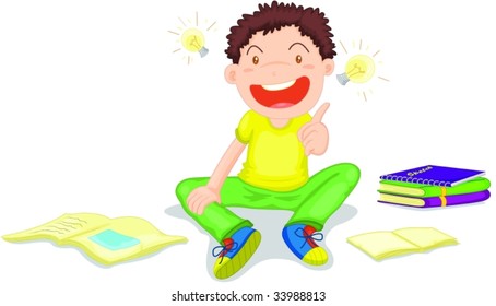 Ilustración de un niño en blanco