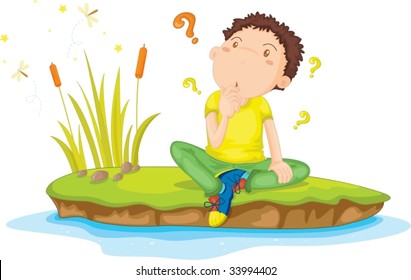 Ilustración de un niño en blanco