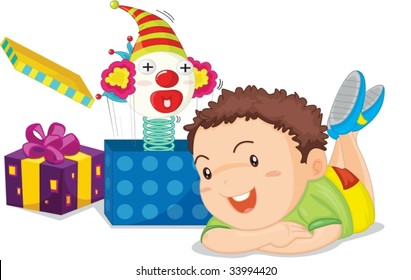 Ilustración de un niño en blanco
