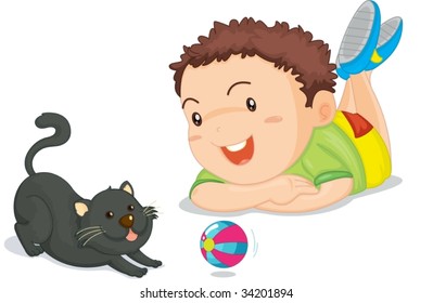 Illustration of  a boy on white