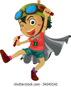 Ilustración de un niño en blanco