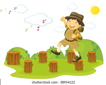 illustration of boy on white
