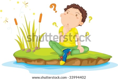 Illustration of  a boy on white