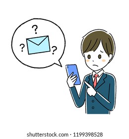 Illustration of a boy operating a smart phone