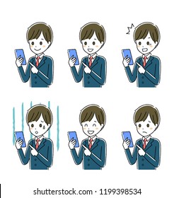 Illustration of a boy operating a smart phone