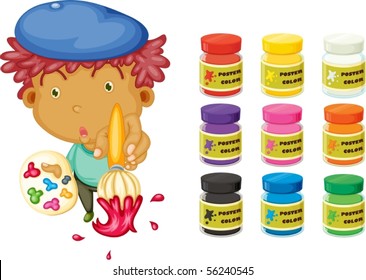 Illustration eines Jungen mit farbiger Färbung auf weißem Hintergrund