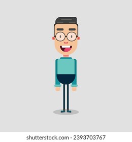 Illustration of a boy in pants, shirt and glasses