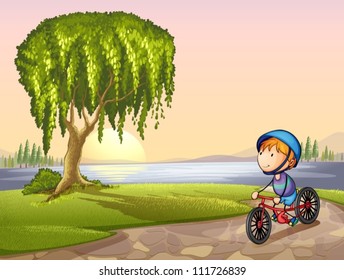 Illustration of a boy in a park