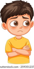 Illustration of a boy with a pensive expression