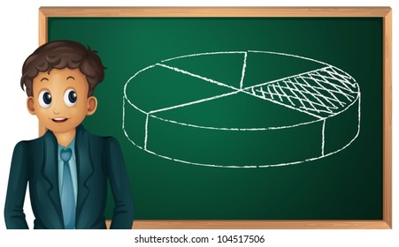 Illustration of boy and pie chart