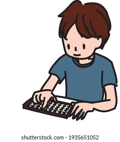 Ilustración de un niño tocando el ábaco