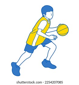 Illustration of a boy playing basketball (white background, vector, clipping)