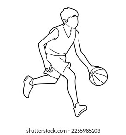 Illustration of a boy playing basketball (white background, vector, clipping)