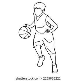 Illustration of a boy playing basketball (white background, vector, clipping)