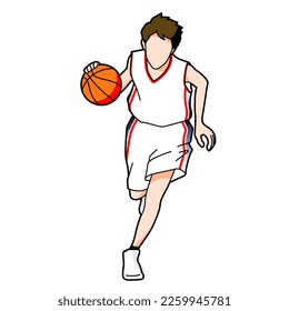 Illustration of a boy playing basketball (white background, vector, clipping)