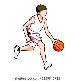 Illustration of a boy playing basketball (white background, vector, clipping)