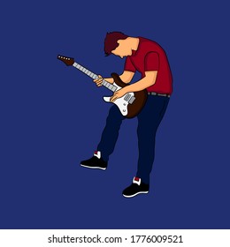 illustration of a boy playing a guitar