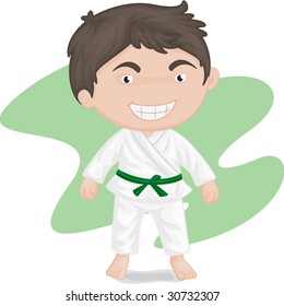 ilustración de un niño jugando kung fu kkarate