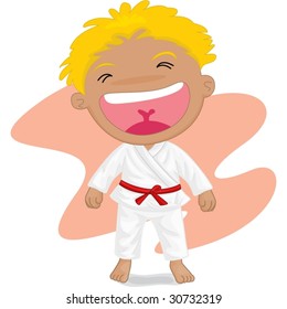illustration of boy playing kung-fu karate