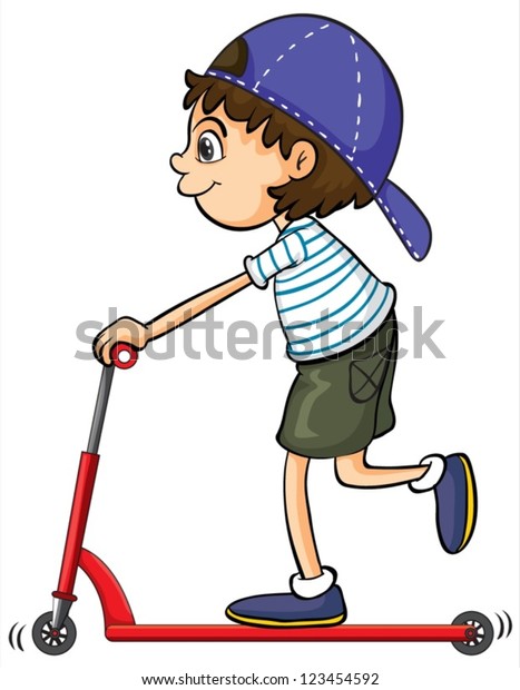 Illustration Boy Playing Push Bicycle On Stock Vector (Royalty Free ...