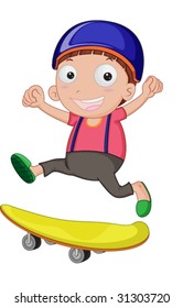 illustration of boy playing with skates