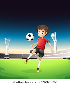 Illustration Of A Boy Playing Soccer Alone