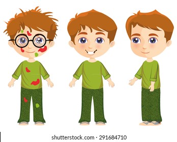 Illustration Of A Boy Posing Front And Side