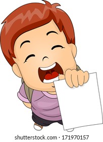 Illustration of a Boy Proudly Showing His Test Result