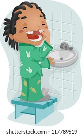 Ilustración de un niño que saca un diente suelto