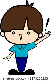 Illustration of a boy raising one hand