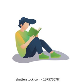 illustration of a boy reading a book