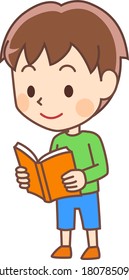 Illustration of a boy reading a book