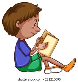 Illustration of a boy reading a book