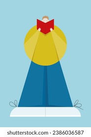 Illustration of the boy is reading a book