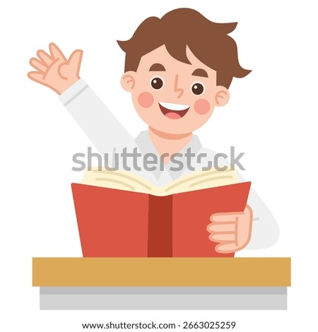 Illustration of a boy reading a book