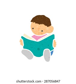 Illustration of a Boy Reading a Book with beautiful texture.